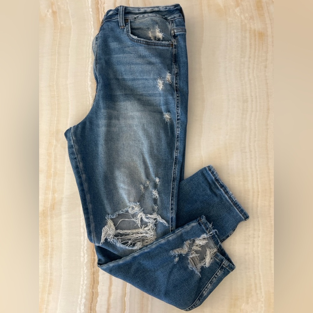 Mica Distressed Medium Wash Ripped  Stretch Jeans size 32